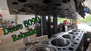 Rebuilding a 200 hour ex military John Deere 6090 90L engine for an 850J dozer [upl. by Rezeile]