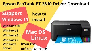 Epson EcoTank ET 2810 Driver Download and Setup Windows 11 Windows 10 Mac 13 Mac 12 [upl. by Vale160]