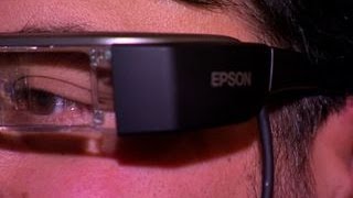 Epsons Moverio BT200 Smart Glasses deliver Android apps in augmented reality [upl. by Anadal]