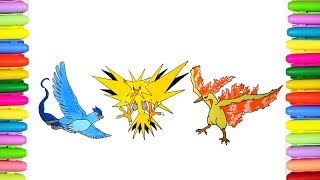 Pokemon Coloring Pages  Articuno Zapdos and Moltres [upl. by Inaej]