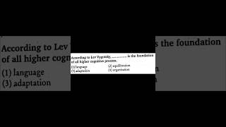 According to Lev Vygotsky  is the foundation of all higher cognitive process [upl. by Atirehc336]