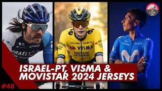 UCI WORLD TOUR 2024 KIT REVIEW  Visma Lease A Bike IsraelPremier Tech and Movistar Team [upl. by Eyt]