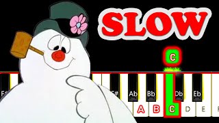 FROSTY the Snowman SLOW Easy PIANO Tutorial Beginner [upl. by Arimat]