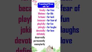 prepositional phrase with quotforquot 1 prepositionalphrases englishlearning [upl. by Nessaj737]