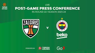 Žalgiris  Fenerbahce  Press Conference  EuroLeague 202324 Round 22 [upl. by Oznarol834]