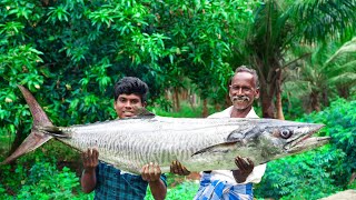 15Kg KING MACKEREL FISH FRY  VANJARAM MEEN VARUVAL  Village Traditional Fish Recipe  KARUPPASAMI [upl. by Namzzaj]