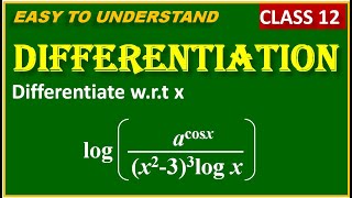 DIFFERENTIATION  Differentiate wrt x log  acos x  x2  3 3 log x [upl. by Maxentia]