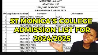 MONICO ADMISSIONAdmission list for St Monicas COE 20242025 outteacherstraining [upl. by Fitton]