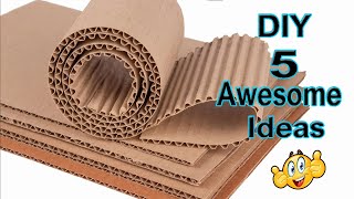 DIY  5 Awesome Cardboard Craft Ideas  Best out of waste [upl. by Allimaj110]