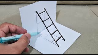 very easy 3d drawing stairs on paper for beginners [upl. by Corel369]