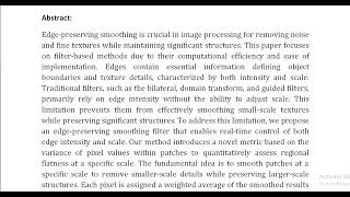 Intensity and Scale Adjustable Edge Preserving Smoothing Filter [upl. by Carn]