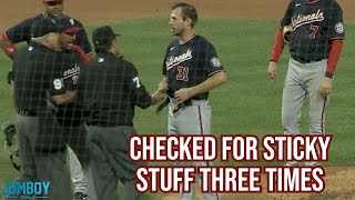 Scherzer gets checked for sticky stuff and chaos ensues a breakdown [upl. by Deloria823]