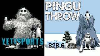 YetiSports Part 1  Pingu Throw JAVA GAME by Chris Hilgert 2004 year [upl. by Tibbitts]