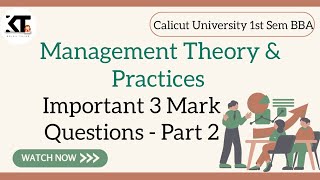 1st Sem BBA Management Theory amp Practices Important 3 mark Questions Part 2 [upl. by Letram]