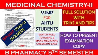 MEDICINAL CHEMISTRY2  Previous year question paper Solution 202021  BPharm 5th sem  Solution [upl. by Yrak]