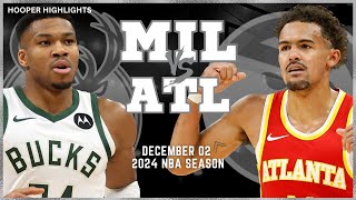 Milwaukee Bucks vs Atlanta Hawks Full Game Highlights  Dec 2  2024 NBA Season [upl. by Bonnibelle]