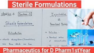 Sterile Formulations  injectable lI Pharmaceutics Cha5  for D Pharm1stYear in Hindi [upl. by Novyaj617]