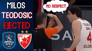 Milos Teodosic ejected  Anadolu Efes  Crvena Zvezda  Euroleague 202324 [upl. by Feenah]