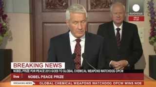 Nobel Peace Prize 2013 goes to chemical weapons watchdog OPCW recorded live feed [upl. by Aryahay]