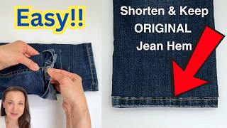 How to Shorten Jeans and Keep the Original Hem  Pro results with just a Domestic Sewing Machine [upl. by Noli97]