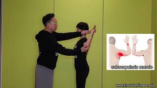 Subscapularis stretch with stick for shoulder pain [upl. by Yellat696]