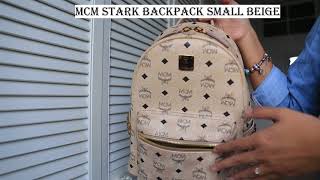 Review MCM Stark Backpack Small Beige  รีวิว กระเป้าเป้ MCM Stark Backpack Small สีครีม Beige [upl. by Odlonyer]