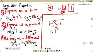 Logarithm Properties Part 1 [upl. by Ezri582]