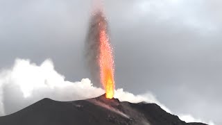 Massive Lava Fountain Stromboli Volcano Stromboli Aeolian Islands Italy [upl. by Manas]