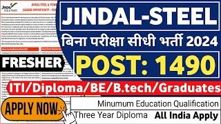 Jindal Steel amp Power Recruitment 2024  POST  1490  Freshers  JSPL Job Vacancy 2024  Latest Jobs [upl. by Xam]