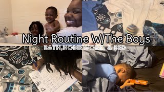 Night Routine WThe Boys  BathHomeworkampBed [upl. by Hengel]