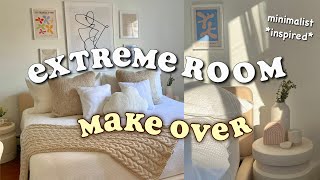 EXTREME ROOM MAKEOVER  TOUR  minimalist amp aesthetic pinterest inspired huge transformation [upl. by Chuipek]