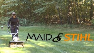 Maid of Stihl Yard Boss Dethatcher MM 55C [upl. by Ellehsram]