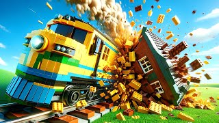 I RUINED OBs House with a LEGO TRAIN in Brick Rigs Multiplayer [upl. by Hurff]