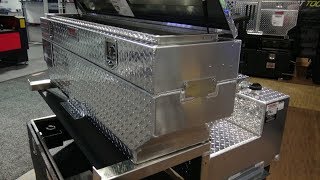 2018 SEMA Part 4 with The Fuel Box dog box truck tool box fuel tank combo truck fuel tank [upl. by Laen]