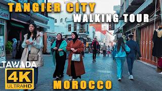 Tangier city DAY TO NIGHT walking tour 2024  Morocco 4k UHD [upl. by Ettenav]