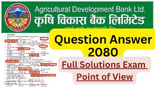 ADBL Question 2080  ADBL Bank Preparation  ADBL Exam Question  ADBL Old Question Solution [upl. by Alleinnad]