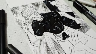 Drawing a Manga Page  Jujutsu kaisen  呪術廻戦  Gojo Satoru  Gege Akutami Drawing [upl. by Simsar]