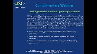 Writing Effective Standard Operating Procedures [upl. by Parfitt]