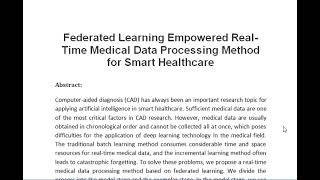 Federated Learning Empowered Real Time Medical Data Processing Method for Smart Healthcare [upl. by Ermina2]