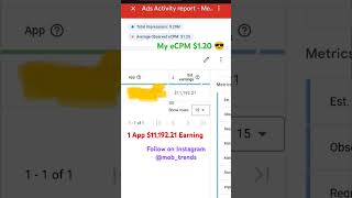 Digital Earning  Admob 1 CPC Admob 11000 single app earning admob applovin affiliatemarketing [upl. by Huskey]