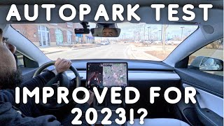 Tesla AutoPark Test 2023  Merch Giveaway [upl. by Llevron130]