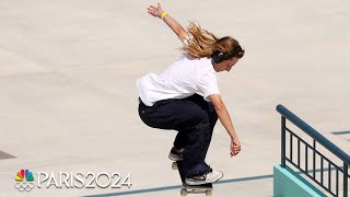 Poe Pinson delivers STELLAR street skateboarding performance  Paris Olympics  NBC Sports [upl. by Laehcar]