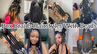 100 Cute Box Braids Hairstyles With Beads🔥Best Box Braids Ideas For all black women [upl. by Netsirhc]