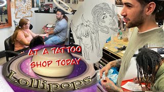 Tattoo shop Livestream Medusa and Lilith thigh tattoo part two ￼ [upl. by Aisercal]