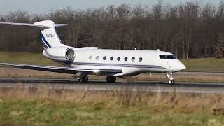 Gulfstream G650ER N808LV takeoff at Basel Mulhouse Airport [upl. by Koeppel178]