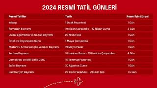 2024 YILI RESMİ TATİL VE DİNİ GÜNLER [upl. by Lletnahc788]