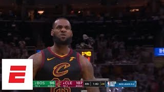 Game 6 LeBron James hits backtoback dagger 3s with Jayson Tatum in his face both times  ESPN [upl. by Nediarb]