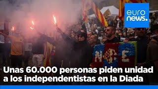 Unas 60000 personas piden unidad a las fuerzas independentistas catalanas en la Diada [upl. by Eidnac558]