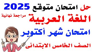 امتحان متوقع لغة عربية للصف الخامس الابتدائي امتحان شهر اكتوبر الترم الاول 2025 [upl. by Atsugua]