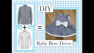 DIY Baby Bow Dress  Upcycle Old Shirt to Baby Dress [upl. by Cullin]